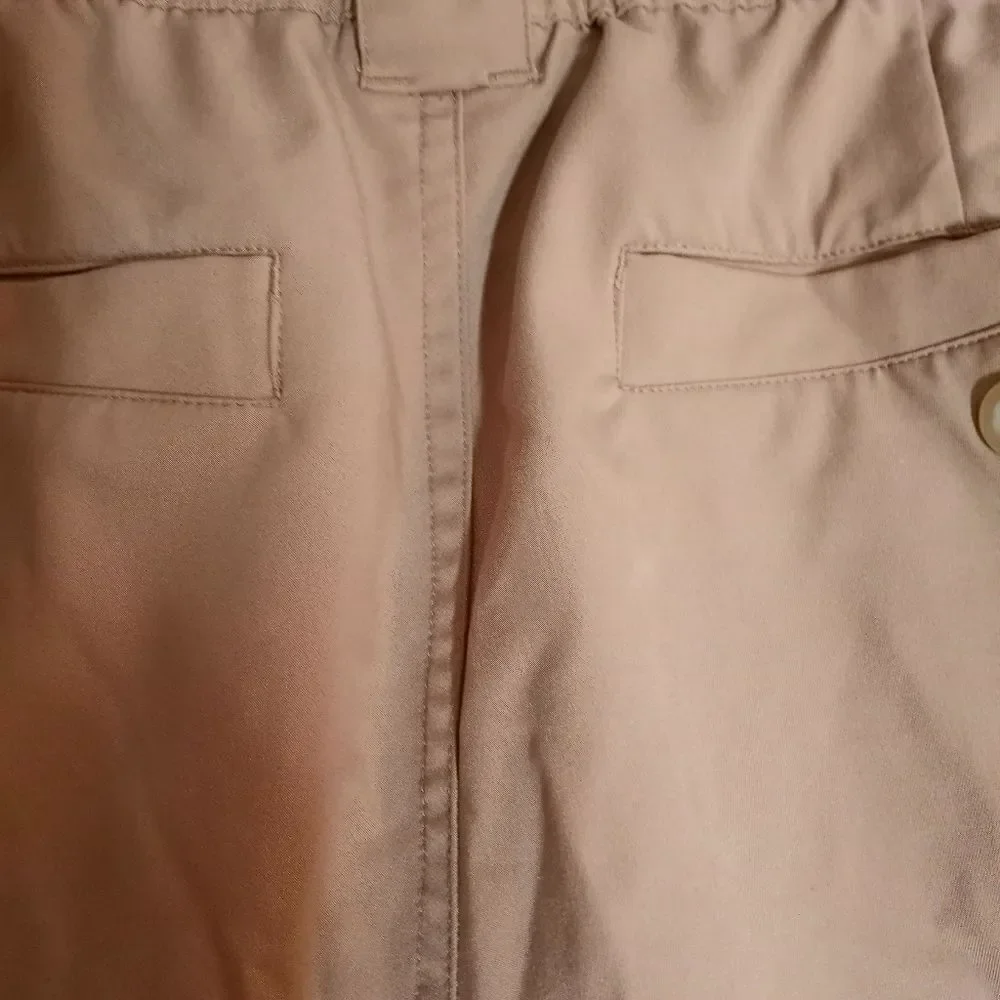 Champion Authentic M Tan Pockets Zipper Flat Front Men's Golf Shorts